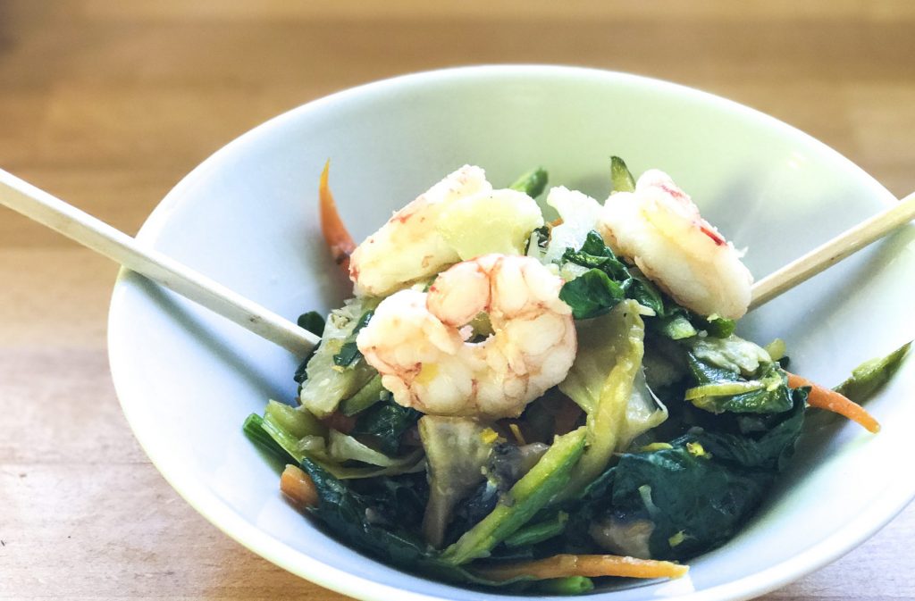 WOK DE VERDURAS Y GAMBAS