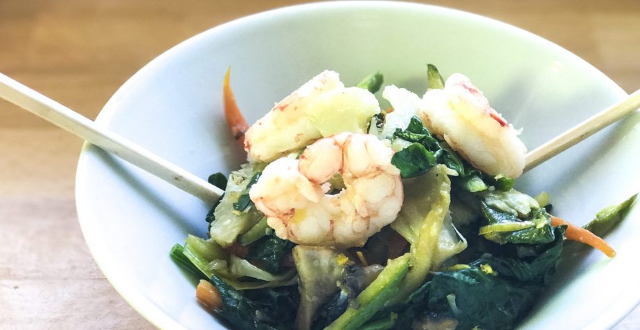 WOK DE VERDURAS Y GAMBAS